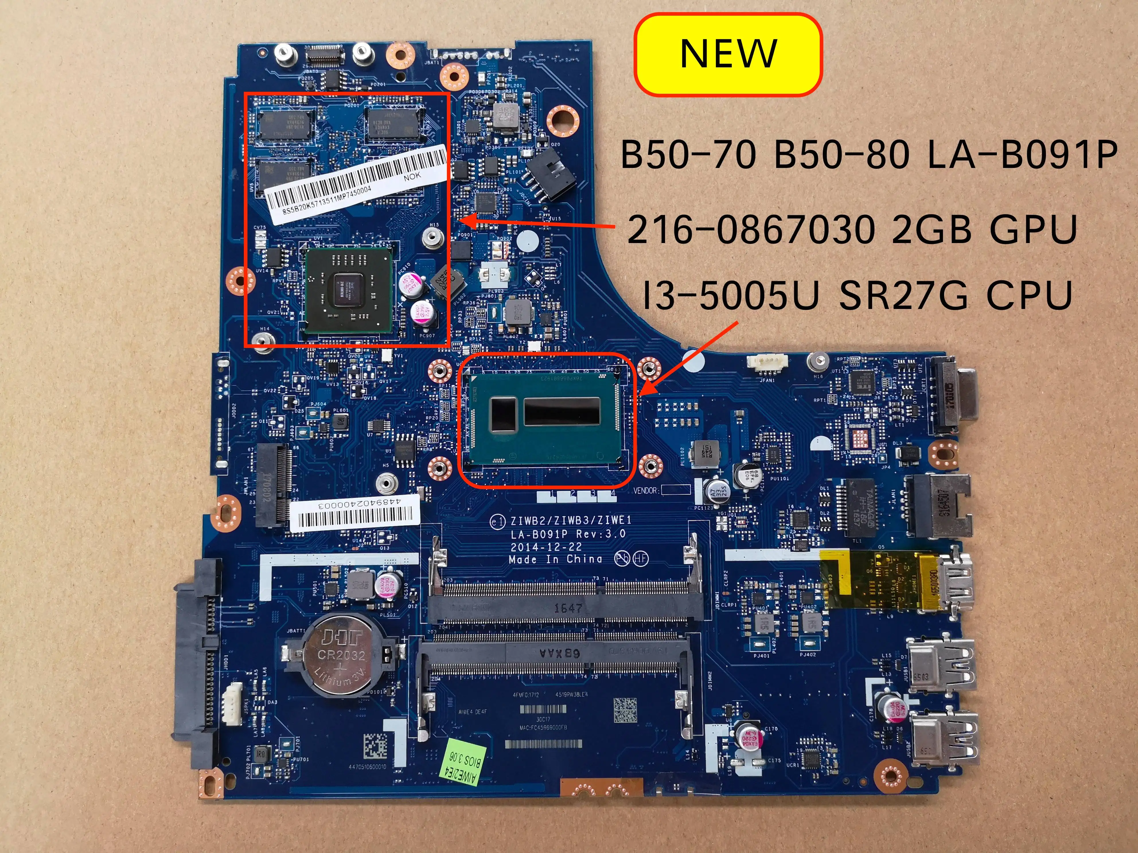 

For Lenovo B50-70 B50-80 Laptop Motherboard ZIWB2 ZIWB3 ZIWE1 LA-B091P Mainboard