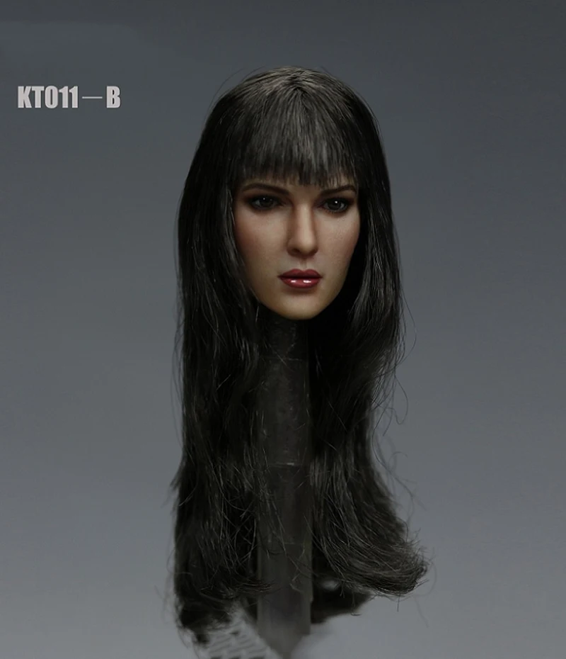 

1/6 Scale Black Hair European&American Female Carved Head Sculpt 3 Styles Model for 12'' Action Figure Body
