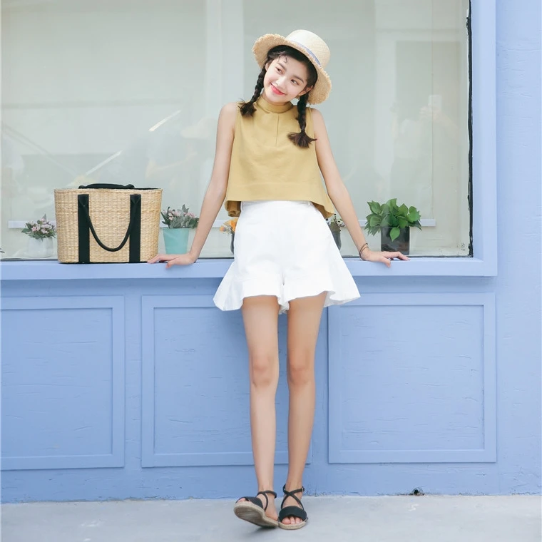 Шорты ulzzang женские с завышенной талией милые короткие модные винтажные в