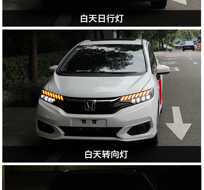 Тюнинг автомобилей фары для Honda FIT JAZZ GK5 светодиодные фары DRL ходовые огни биксеноновые фары Противотуманные фары с ангельскими глазками авто