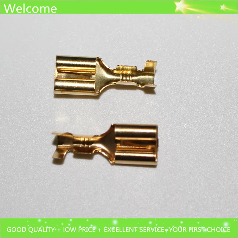 50Pcs 6.3mm Thickening Full copper Female Crimp terminal Connectors Automotive Connector Spade Terminal Обустройство дома