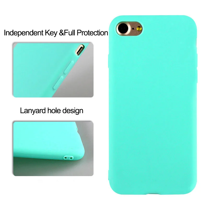 TPU Phone Case for Iphone6 7 6S 8 Plus Candy-colored Slim Soft Cover Skin IPhone7 6 6s X 5 5S SE XS XR MAX | Мобильные телефоны и