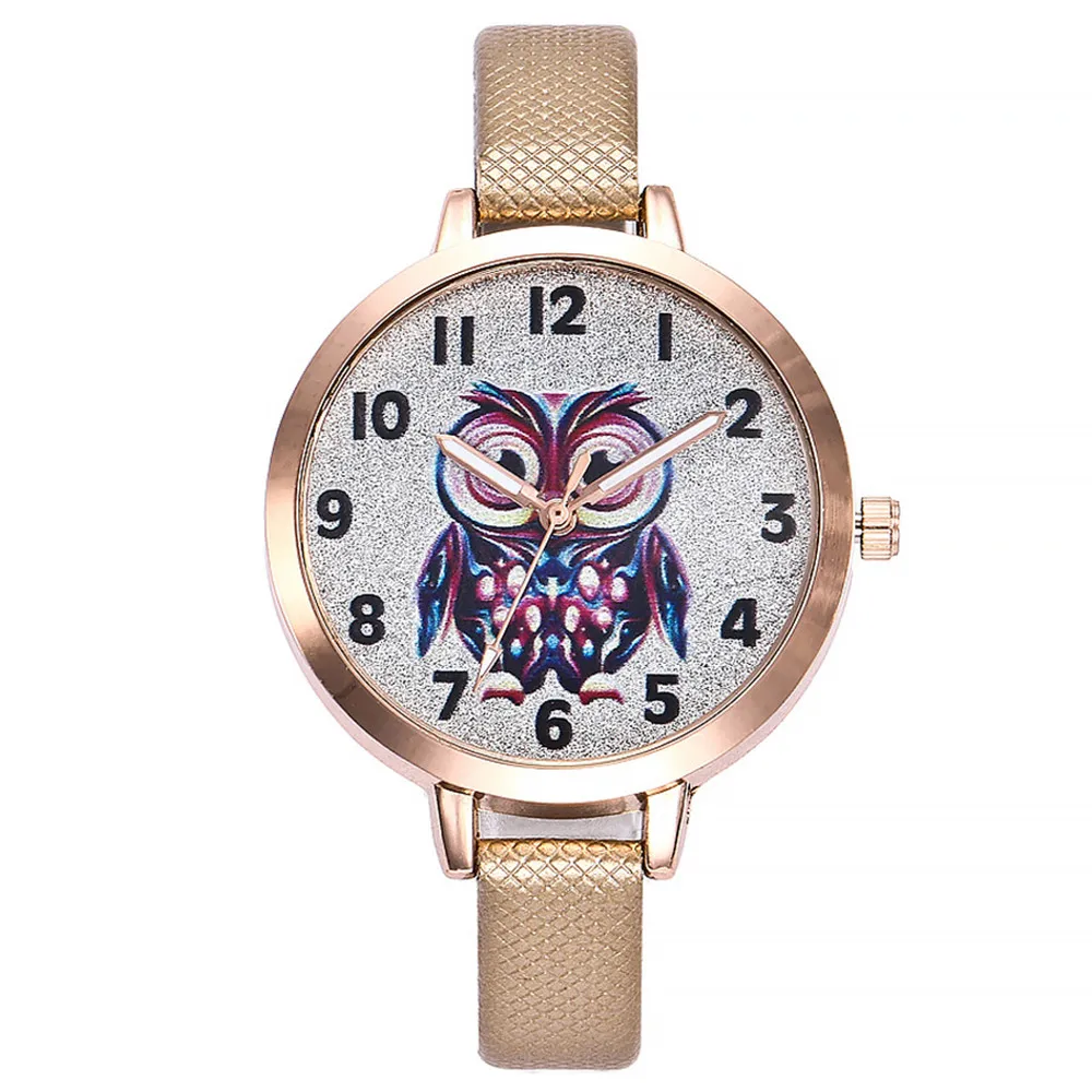 Women Cute Leather Strap Watches Owl Design Quartz Wristwatches Ladies Casual Dress Bracelet Wrap Gift Bayan Kol Saati | Наручные часы