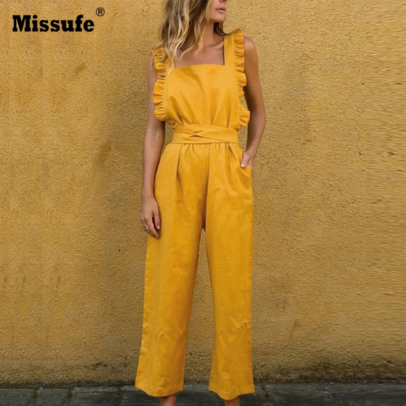 Женский комбинезон Missufe на бретелях с квадратным воротником сексуальный