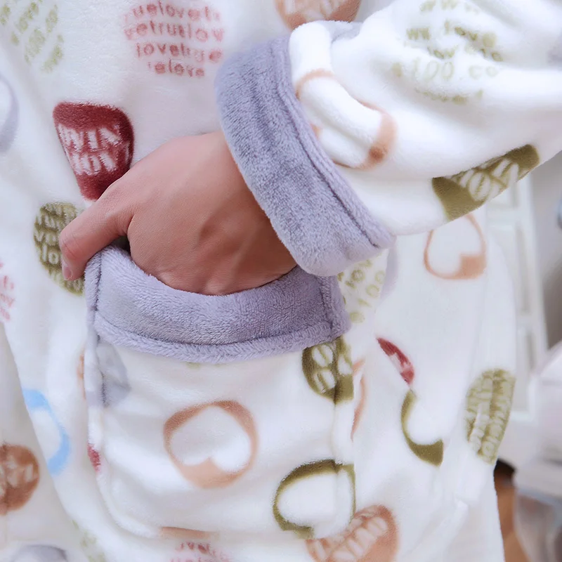 Зимние пижамные комплекты из кораллового флиса для мужчин плотные осенние