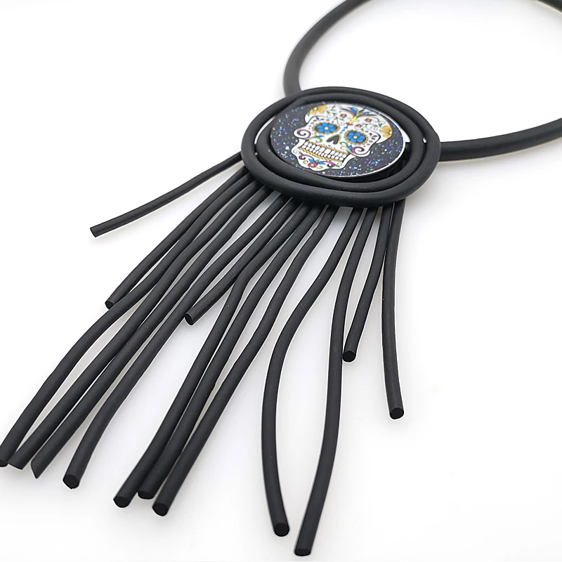 New Tassel Necklaces Skeleton Head Pendant Sweater Necklace Women Summer Jewelry Handmade Cool Rock Rave Choker Party Gift 2019 |
