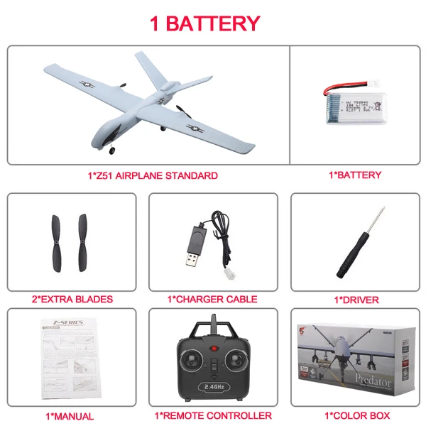 1 Battery Color Box RC самолет 20 минут полета игрушка-планер самолет с светодиодный 2,4G размах крыльев дети самолет из пенопласта - Цвет: 1 Battery Color Box