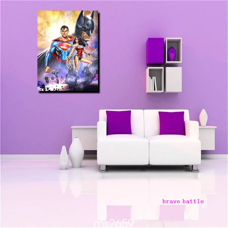 DC Супермен против Бэтмена чудо-Картина на холсте женщина печать гостиной