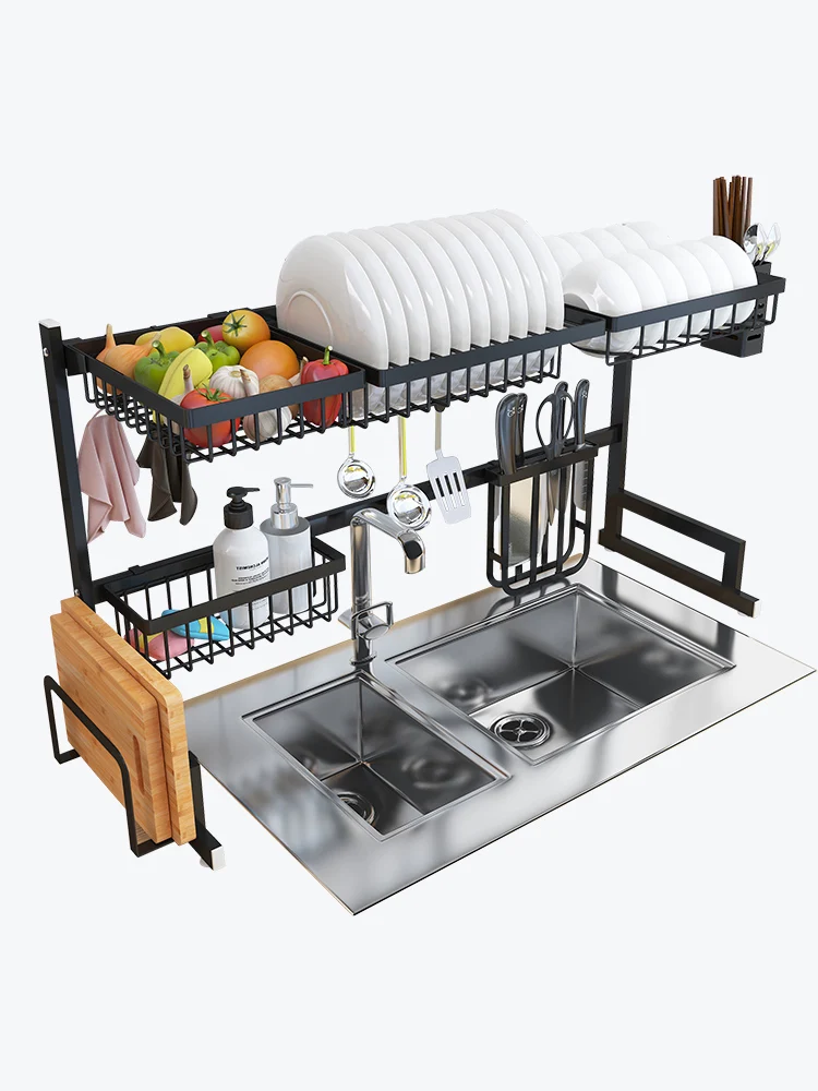 304 нержавеющая сталь дренажная полка для посуды двухслойная Посуда Столовые