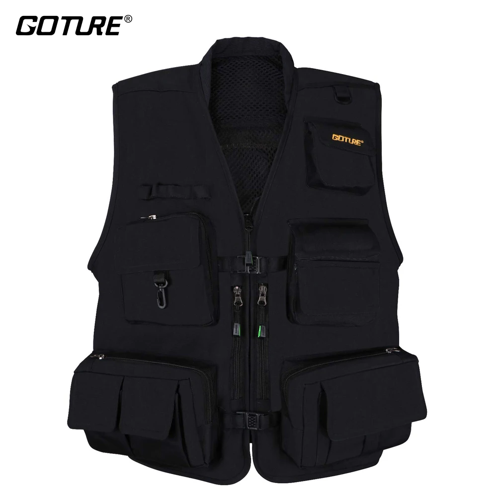 

Goture Men Fly Fishing Vest Fishing Waistcoat Ice Vest Life Jacket For Winter Trout Fishing Black Color Size L XL XXL