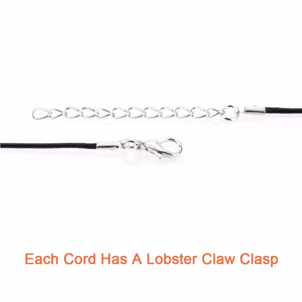 50Pcs/set 18&quot Black Leather Braided Wax Cord Necklace with Lobster Clasps for DIY Jewelry Making | Украшения и аксессуары