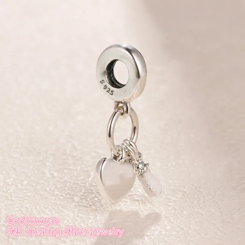 День матери стерлингового серебра 925 пробы мой маленький ребенок болтается Шарм белые эмалевые Бусины Подходит бренд браслеты DIY