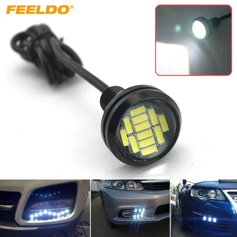 

FEELDO 100Pcs White 4W 23mm Lens Ultra-thin 3014 12 SMD Car LED Eagle Eye Tail light Backup Rear Lamp DRL Daytime Runing