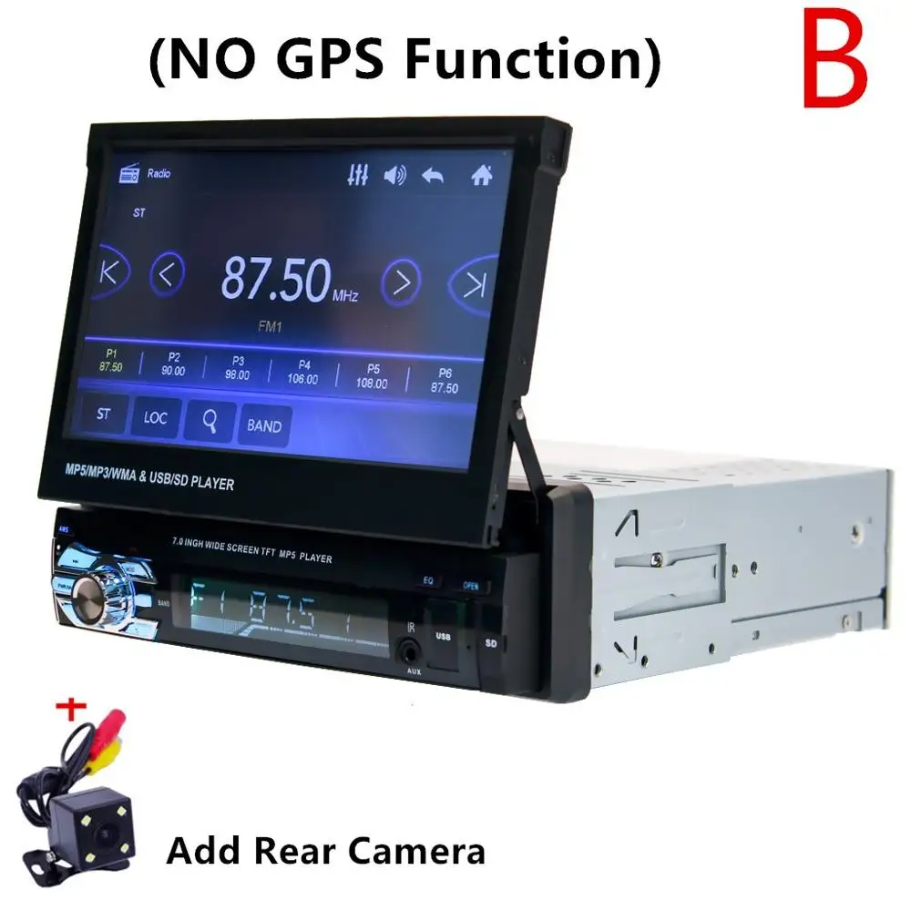 Fonwoon сенсорный экран автомобильный мультимедийный плеер gps Выдвижной Экран Авто Радио Стерео MP5 плеер Bluetooth SD AUX DVD Automotivo - Цвет: B