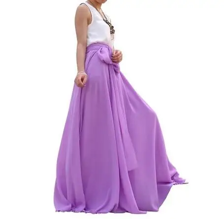 Шифоновая винтажная длинная плиссированные женские юбки 2019 летняя Высокая талия