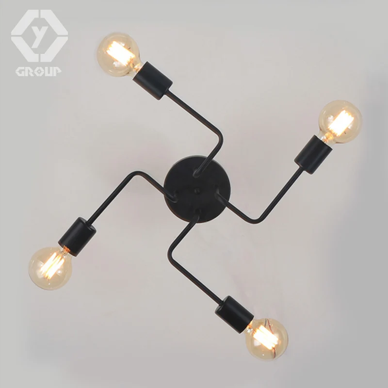 Oygroup Винтаж кованые 4 головок несколько стержня потолочный светильник творческий