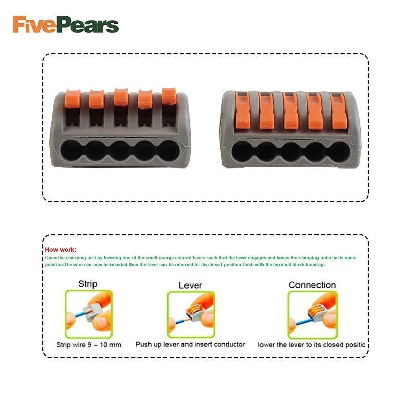 Универсальный компактный провод коннектор проводки клеммный блок с рычагом 10 шт.
