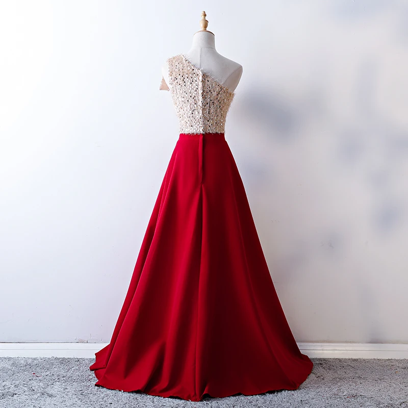 Женское вечернее платье длинное сатиновое на одно плечо 2019|Вечерние платья| |