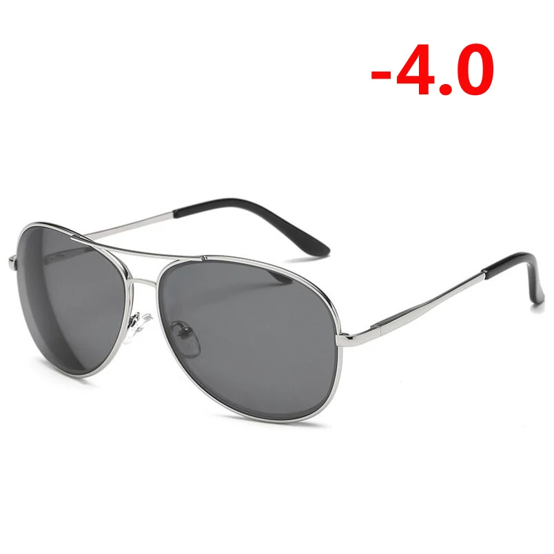 Myopia 400 0-0,5-1,0-1,5 до-6,0 металлические очки для близорукости, мужские Модные очки с большой оправой, короткие очки для коррекции зрения, солнцезащитные очки по рецепту - Цвет оправы: Myopia 400