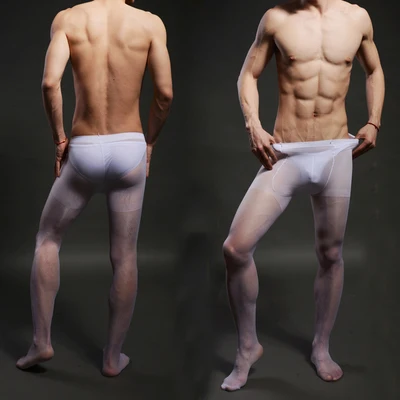 Модные сексуальные мужские колготки удобные белые тонкие носки для геев мужчин