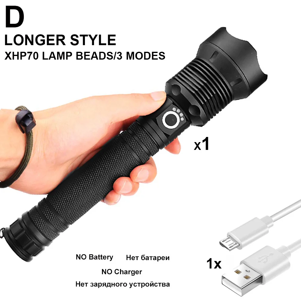 Дропшиппинг светодиодный xhp70.2 флэш-светильник USB Перезаряжаемый мощный светильник с зумом тактический фонарь для кемпинга охоты яркий - Испускаемый цвет: Longer-Option D