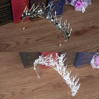 blacksilver bridal crowns crystals handmade tiara bride headbands wedding bridesmaid crown wedding hair accessories in stock