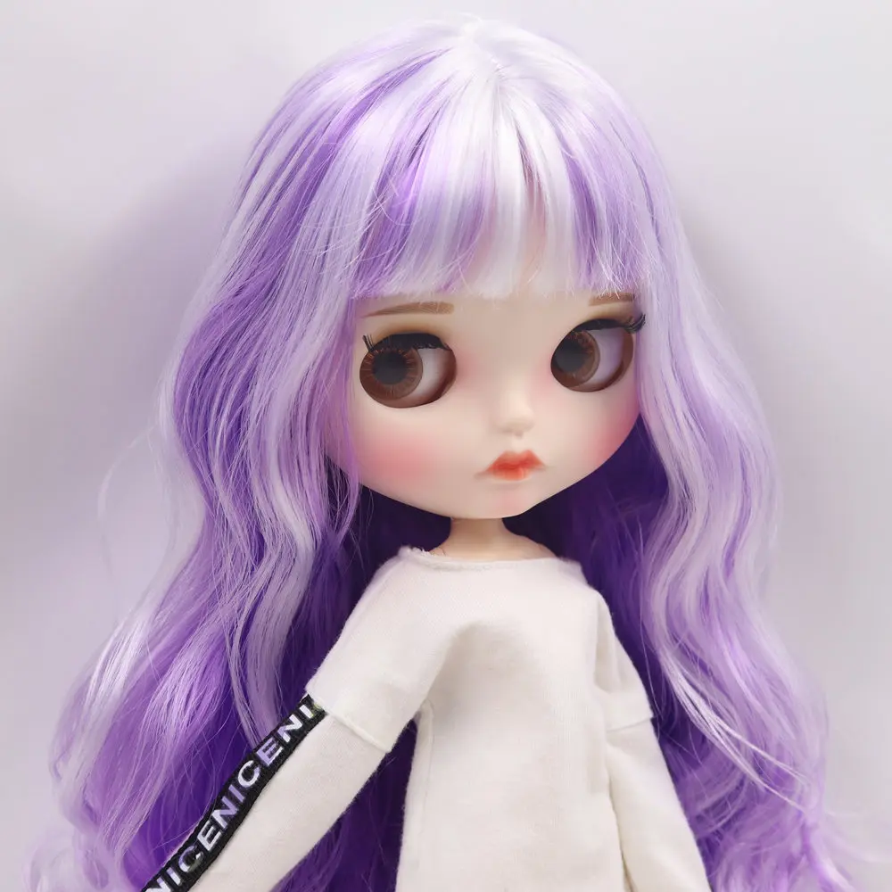 Ледяной обнаженный Blyth Кукла № 280BL136/7216 белый микс фиолетовые волосы резные губы матовые индивидуальные лица соединение тела 1/6 bjd