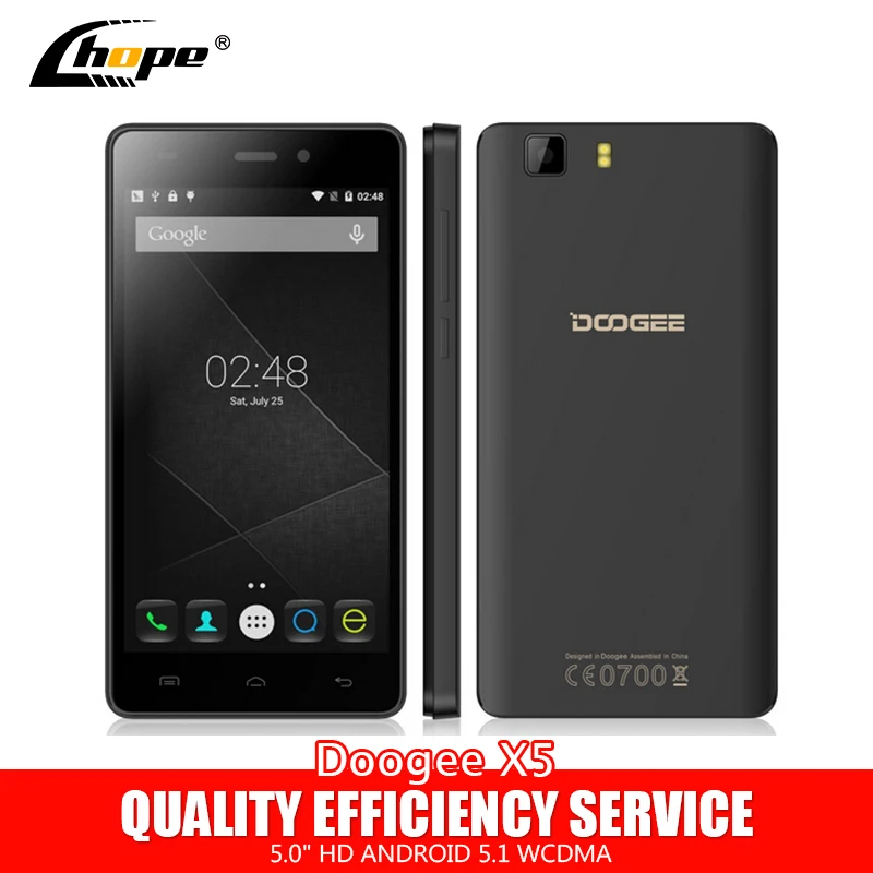 Original Doogee X5 X5C MT6580 Quad Core Android 5.1 Cell Phone 1GB RAM 8GB ROM 5.0" HD 1280*720 IPS 5.0MP 2400mAh Dual SIM WCDMA