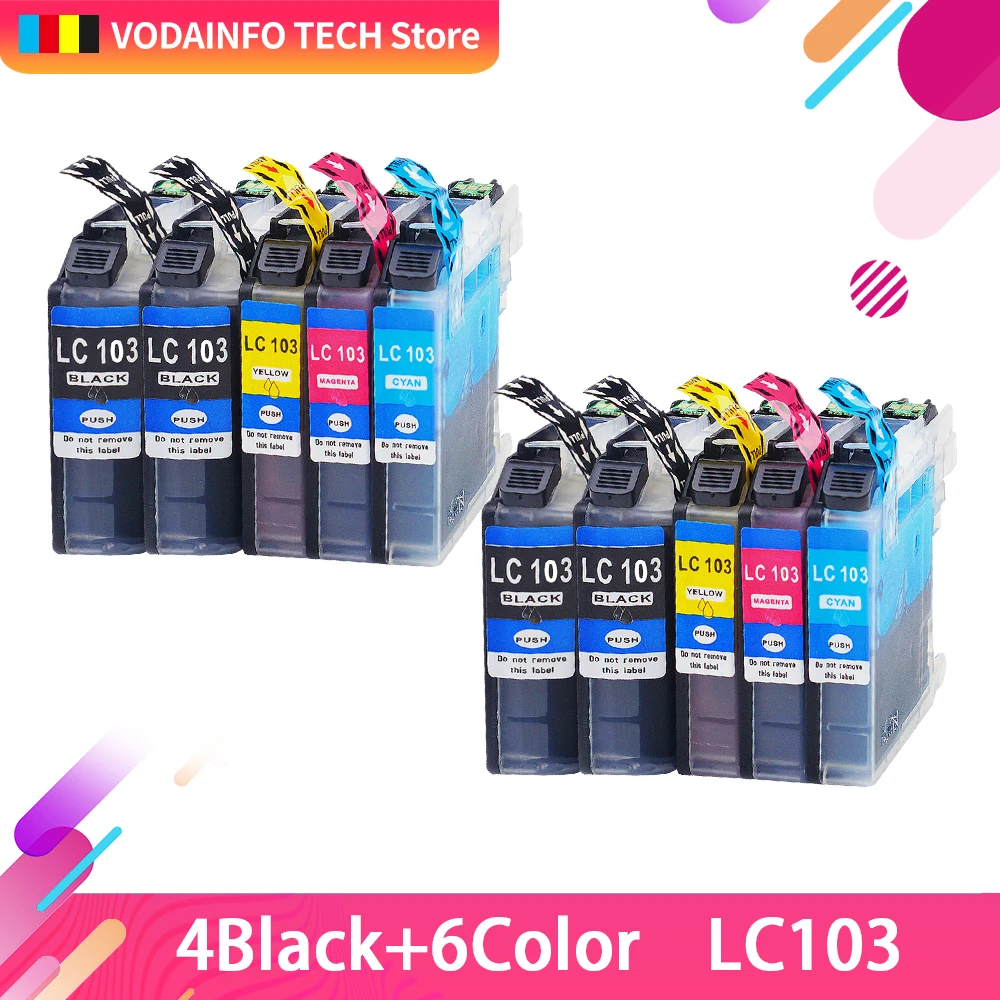 LC101 LC103 XL совместимый чернильный картридж полные чернила чип для Brother MFC J475DW J650DW