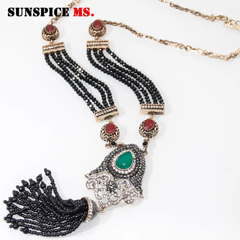 SUNSPICE MS турецкий винтажный ожерелье из бусин цветов Ретро стиль золотой цвет