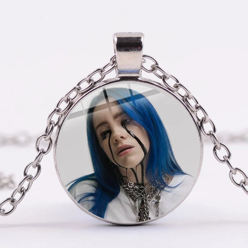 Style 9 SONGDA Hot Billie Eilish, ожерелье для фанатов, модная певица, Harajuku, принт, стеклянный кабошон ручной работы, ожерелье с подвеской, металлическая цепочка в стиле панк - Окраска металла: Style 9