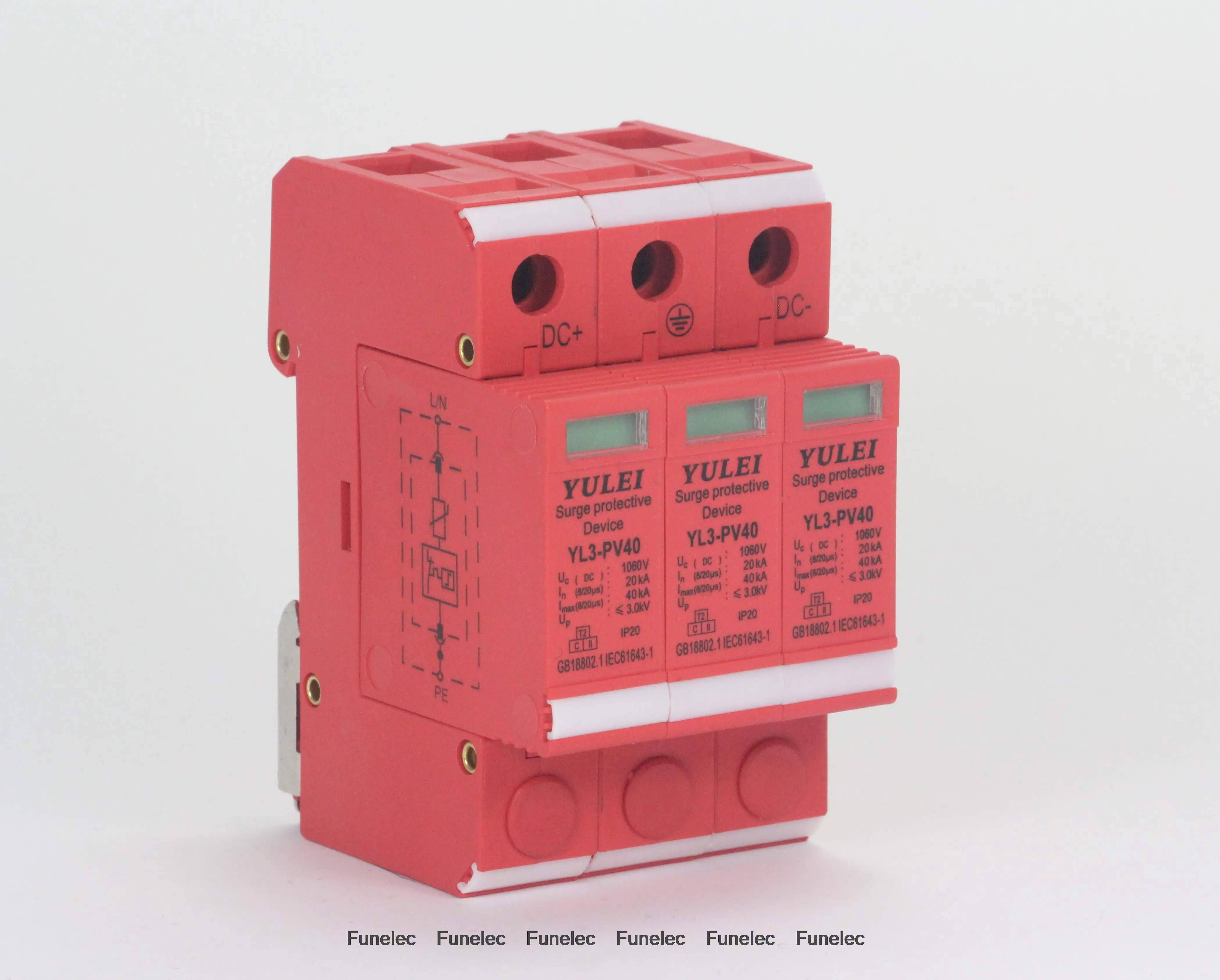 SPD 3 P 20KA~ 40KA 1000 V DC Защита от перенапряжения низкое напряжение предохранительное устройство бытовой выключатель Солнечная система питания