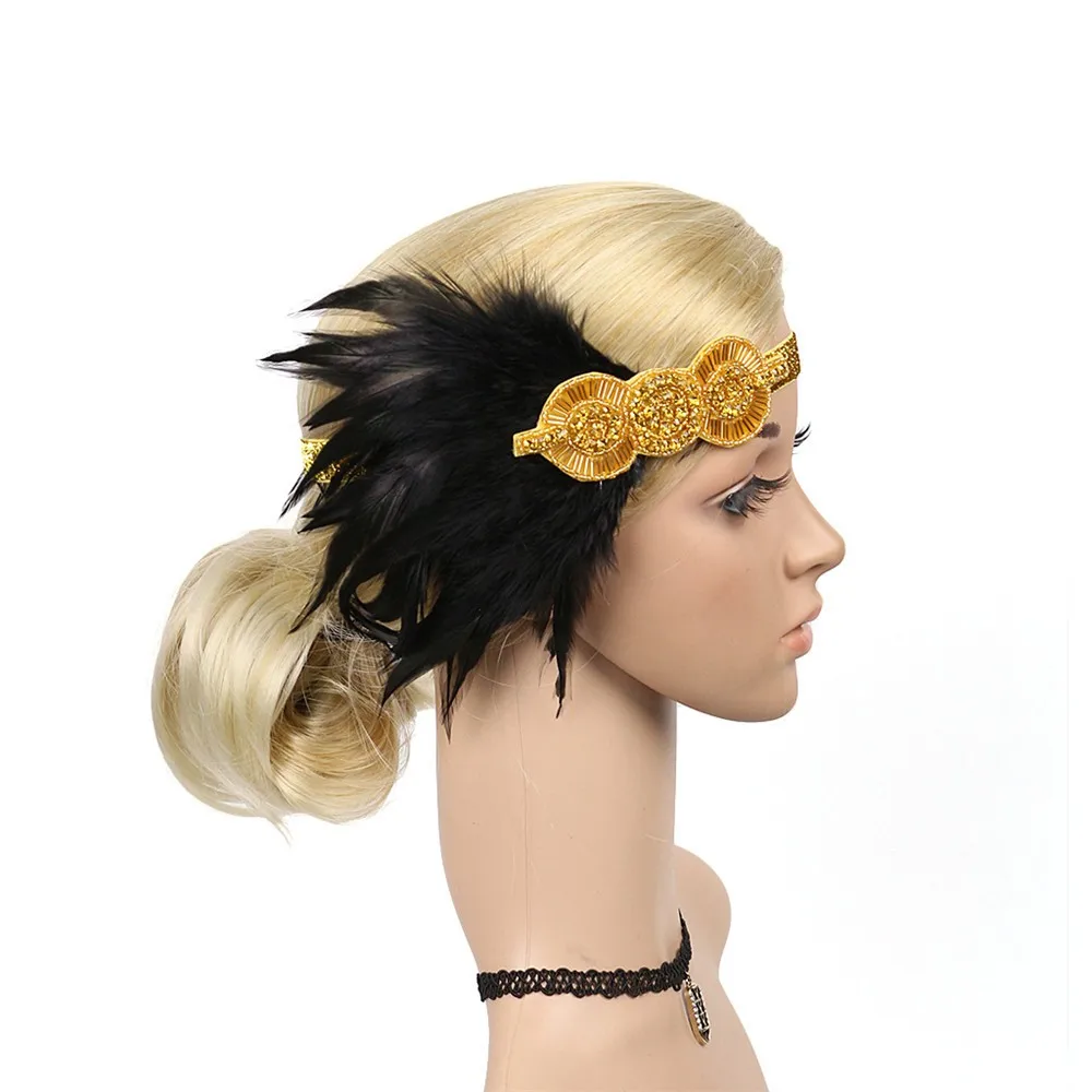 1920s Headpiece Feather Flapper Headband Great Gatsby Headdress Vintage Spring Autumn New plus Fashion Simplicity Headband