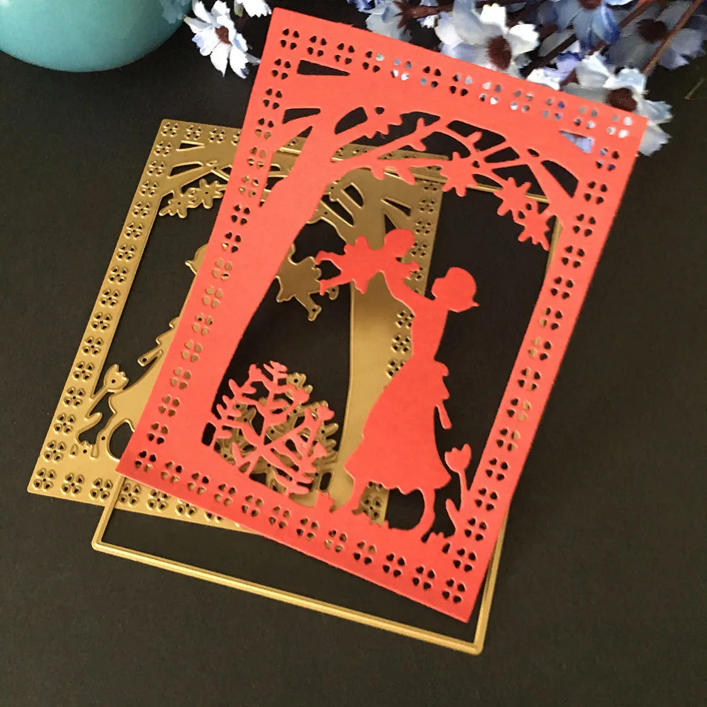 Мать/женщина играть с ребенком в парке металла резки штампы Трафарет DIY тиснение