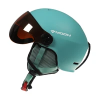 moon ski helmet 2019 integrated outdoor sports safety equipment skiing helmet blue with visor casque ski avec visiere a49