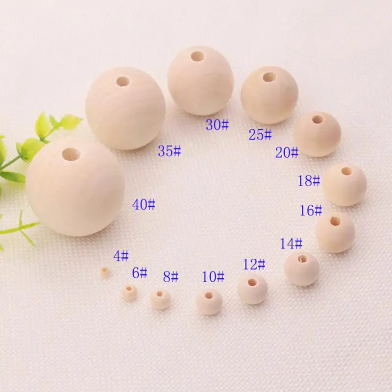 

Wooden Loose Beads 30~1000PCS 4~40mm Natural Ball Round Spacer Eco-Friendly Wooden Balls for Jewelry Necklace making accessories