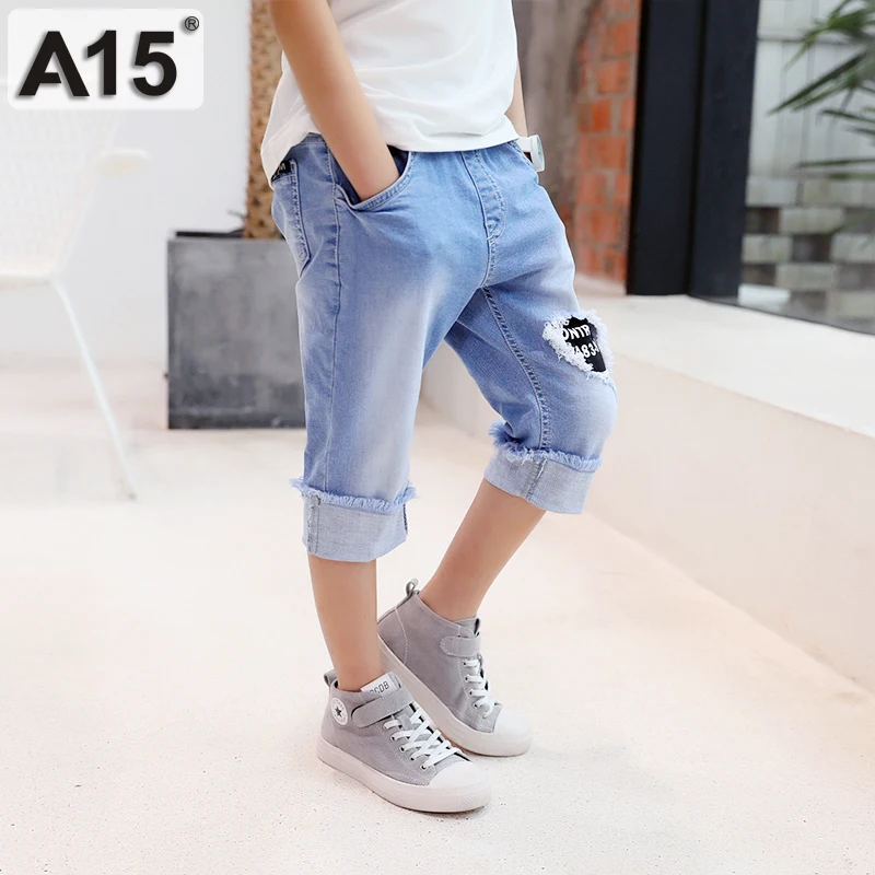 A15 штаны для мальчиков короткие 2019 летние футболки с Повседневное брюки детей