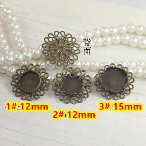 

Cabochon 12mm,15mm 100pcs/Lot Antique Bronze Round Blank Pendant Trays Bases Cameo Cabochon Setting for Glass/Stickers