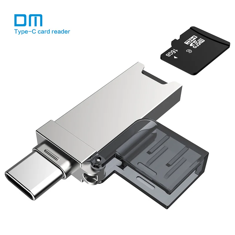 Устройство чтения карт памяти DM USB C CR006 Micro SD/TF Type C для MacBook или смартфона с интерфейсом USB-C - изображение