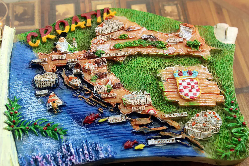 Карта Croatia туристический дорожный сувенир 3D декоративный магнит на
