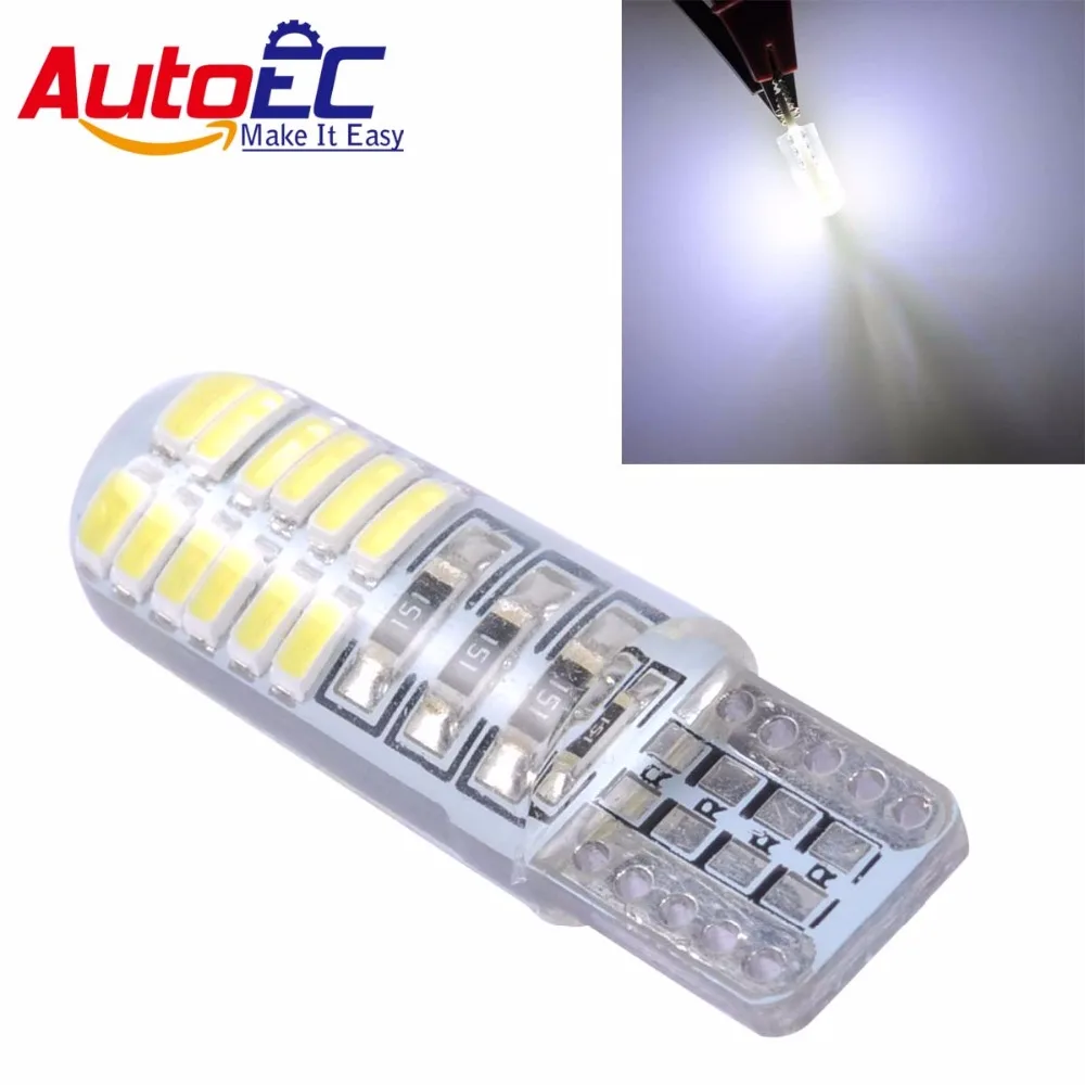 

AutoEC 4x T10 силиконовый корпус 24smd 3014 Светодиодный автомобильный купол номерной знак лампа габарисветильник фонарь 7 цветов DC12V # LB154