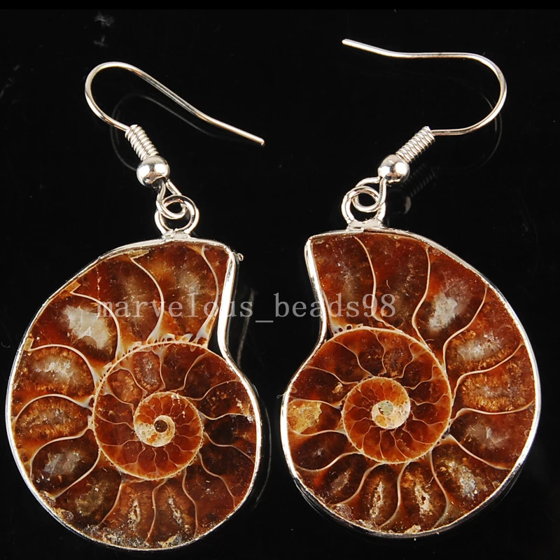 Бесплатная доставка модные серьги из натурального аммонита MC3584|ammonite earrings|earrings