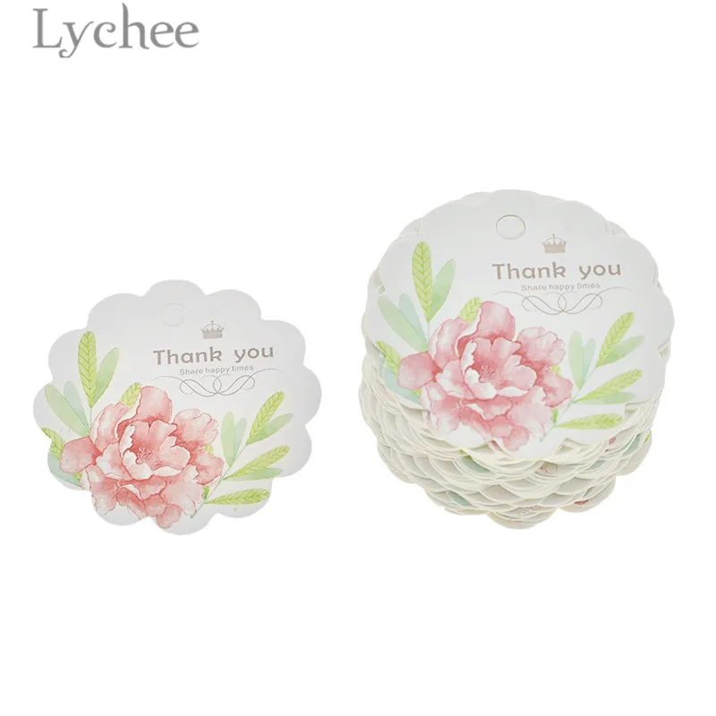 Lychee 50 шт благодарим вас розовые бирки цветы Цветочные Висячие бумажные этикетки