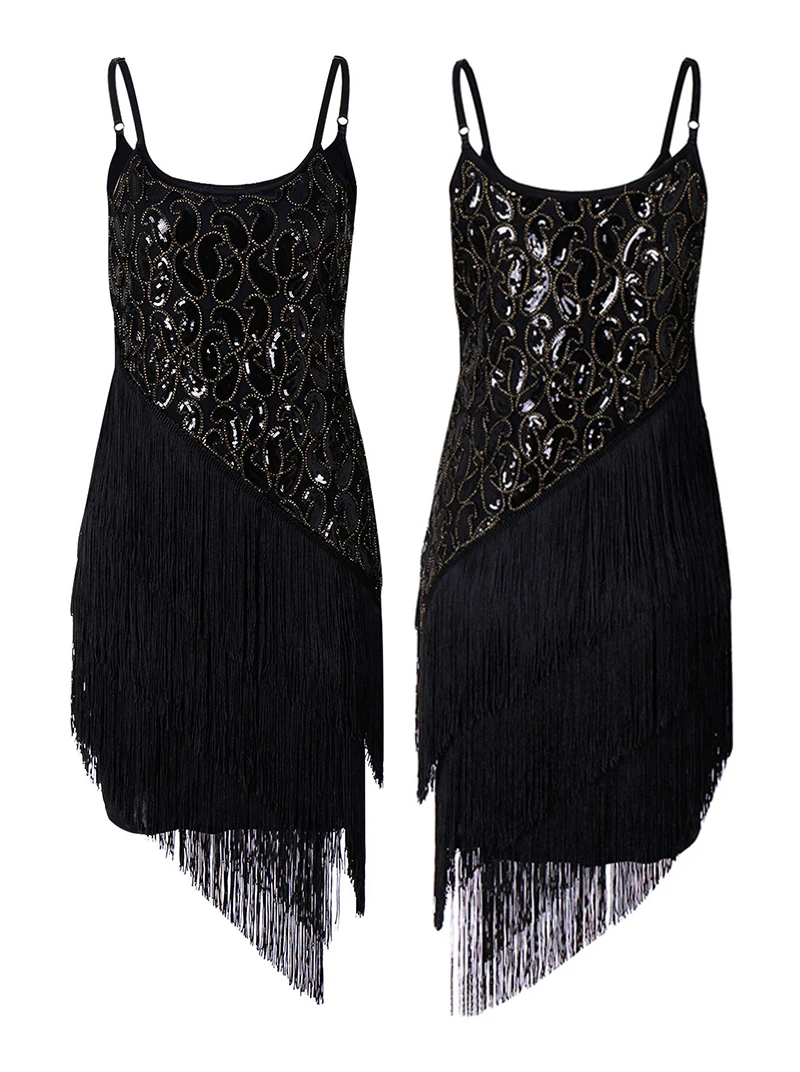 1920s Flapper платье Great Gatsby вечерние платья с блестками и бахромой
