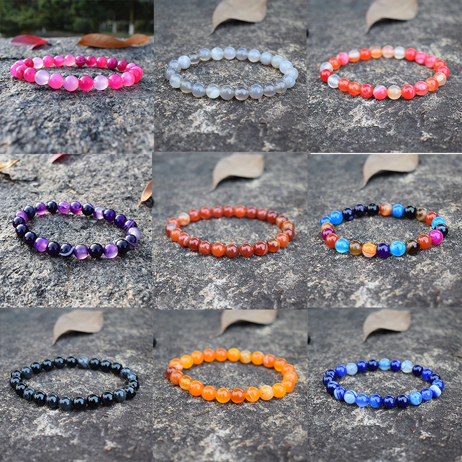 

8mm Green Striped Agates Bracelets Women Men Couple Lovers Natural Stone Bracelets Handmade Jewelry Drop Shipping Wholesale