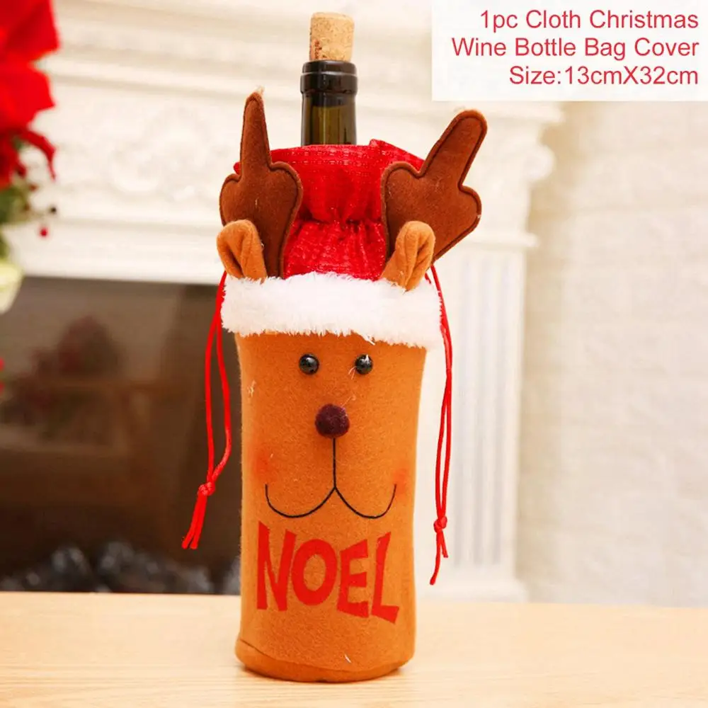 Noel Reindeer FengRise рождественские украшения для дома Санта Клаус крышка бутылки вина снеговик чулок держатели для подарков Рождество Navidad декор год - Цвет: Noel Reindeer