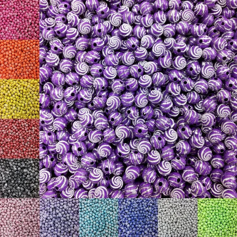 

Sale 8mm 100pcs/lot Screw Shiny Acrylic Round Ball Spacer Loose Beads for Bracelet Necklace Jewelry Making