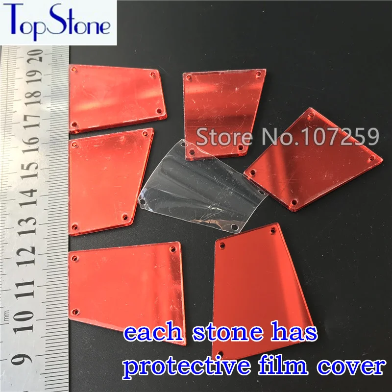 Красные зеркальные пришивные стразы с плоской спинкой 30 видов акриловые камни