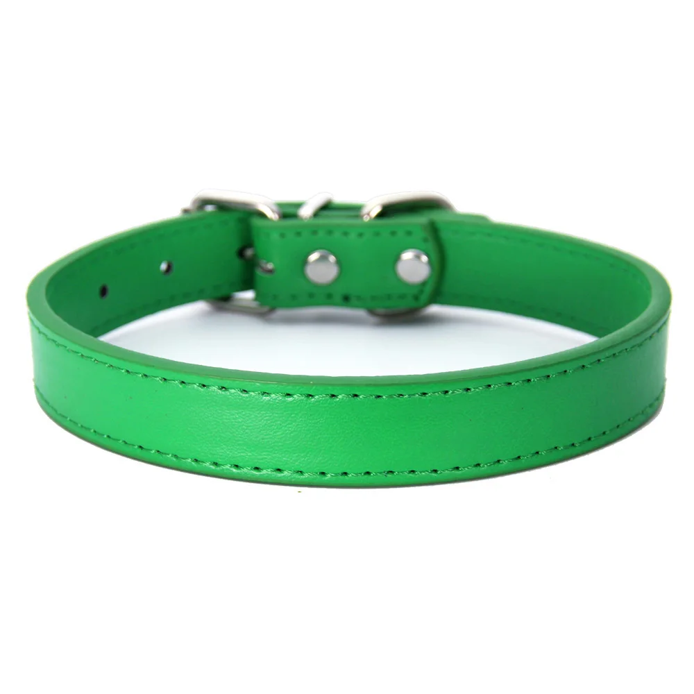 Green 16 цветов ошейник для собак из искусственной кожи костюм для щенка маленький большой простой ошейник для собак XS S M L Товары для домашних животных поставщик - Цвет: Green