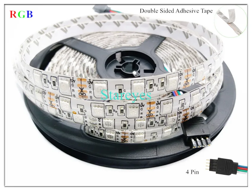 1 комплект SMD 5050 60 светодиодный/M 5M RGB Светодиодная лента для фонарика одноцветная IP65 водонепроницаемая лента+ пульт дистанционного управления/переключатель+ 3A адаптер питания
